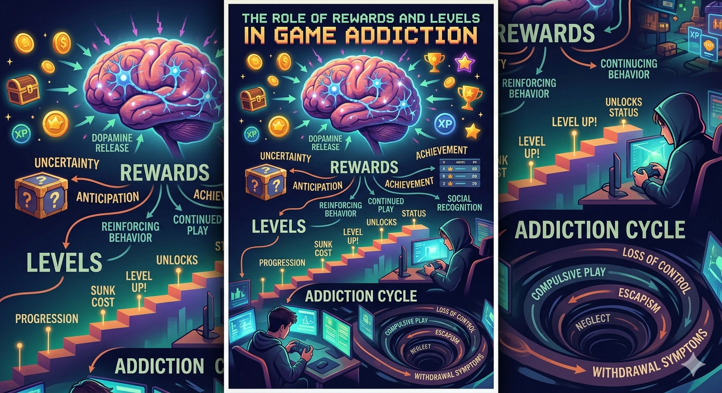The Role of Rewards and Levels in Game Addiction